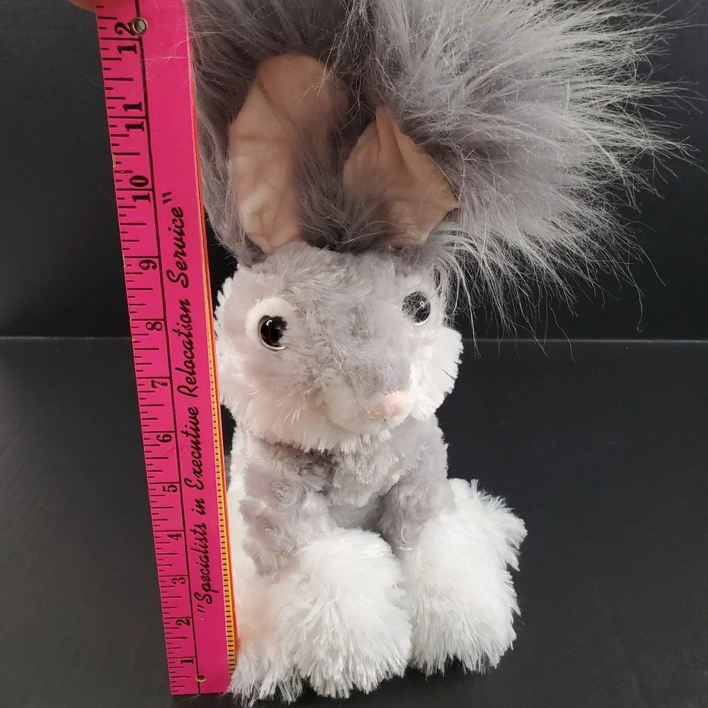 Dan Dee Angora Bunny Rabbit Plush Gray‎ Long Hair 12